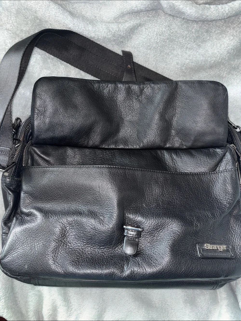 Stranger Black Full Grain Leather Laptop Bag